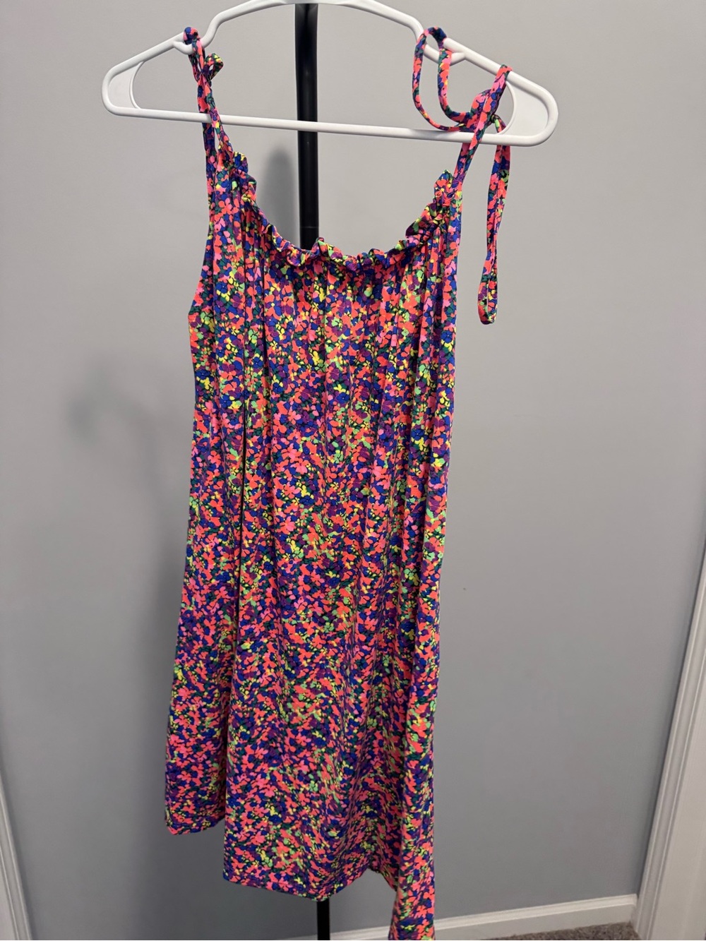 Maaji Neon Floral Tie-Shoulder Sundress - Pink, Purple & Green